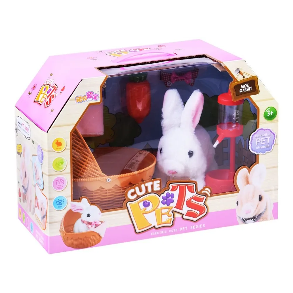 pełen zestaw akcesoriów wraz z miękkim króliczkiem na tle koszyczka