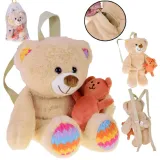 pluszowy plecak miś z beżowym i pomarańczowym misiem