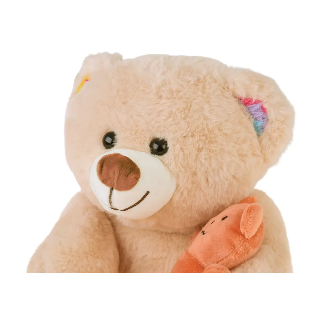 widok plecaka miś z zamkiem błyskawicznym i miękkim materiałem