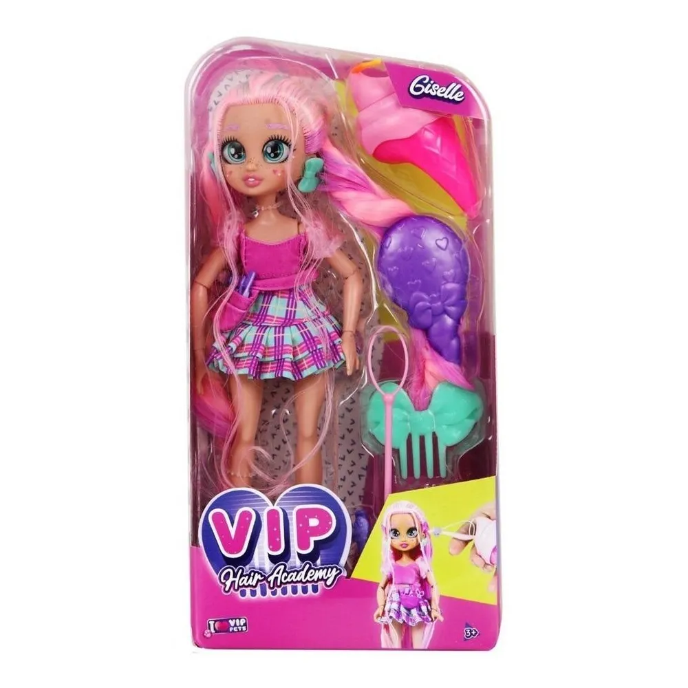 Lalka VIP Pets Hair Academy Giselle z bardzo długimi, gładkimi włosami do czesania