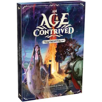 Opakowanie rozszerzenia gry planszowej Wiek Cudów: Ku Wieczności z elementami zestawu