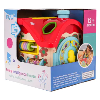 Wielofunkcyjny domek z sorterem w żywych kolorach dla dzieci