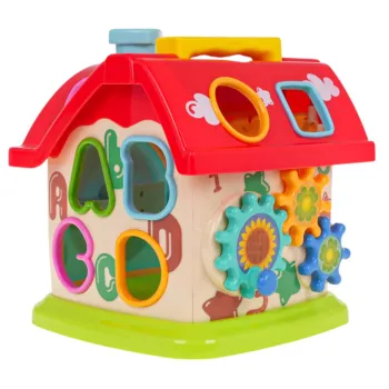 Klocki i literki do dopasowywania w sorterze domku