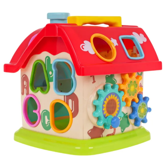 Klocki i literki do dopasowywania w sorterze domku