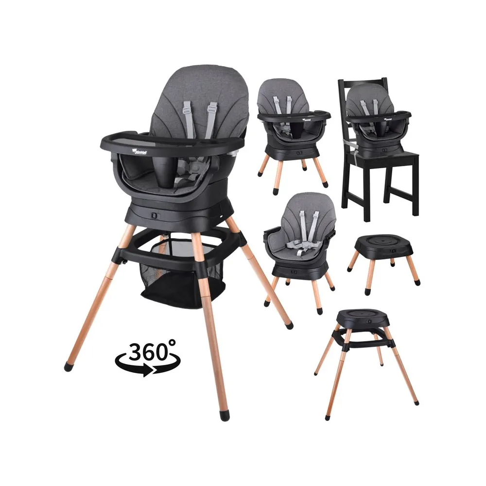 Wielofunkcyjny fotel obracane krzesełko do karmienia 6w1 w pełnej konfiguracji