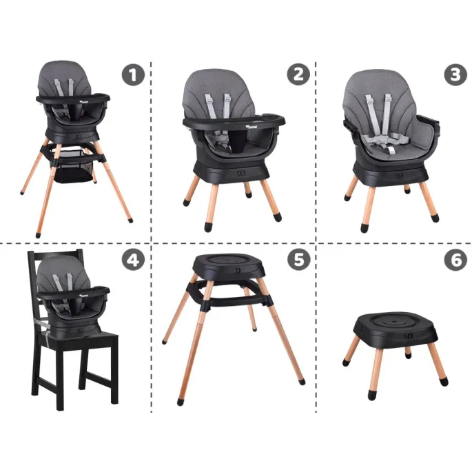 Krzesełko dziecięce z regulowaną i zdejmowaną tacką podczas posiłku