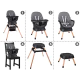 Krzesełko dziecięce z regulowaną i zdejmowaną tacką podczas posiłku