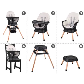 Wielofunkcyjny fotel obracane krzesełko do karmienia 6w1 dla dzieci ZA5659