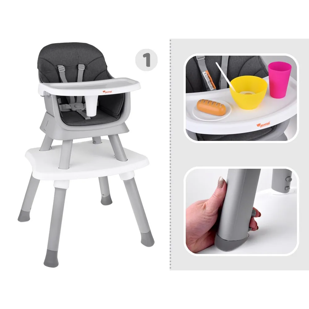 przód krzesełka do karmienia z zamontowaną tacką
