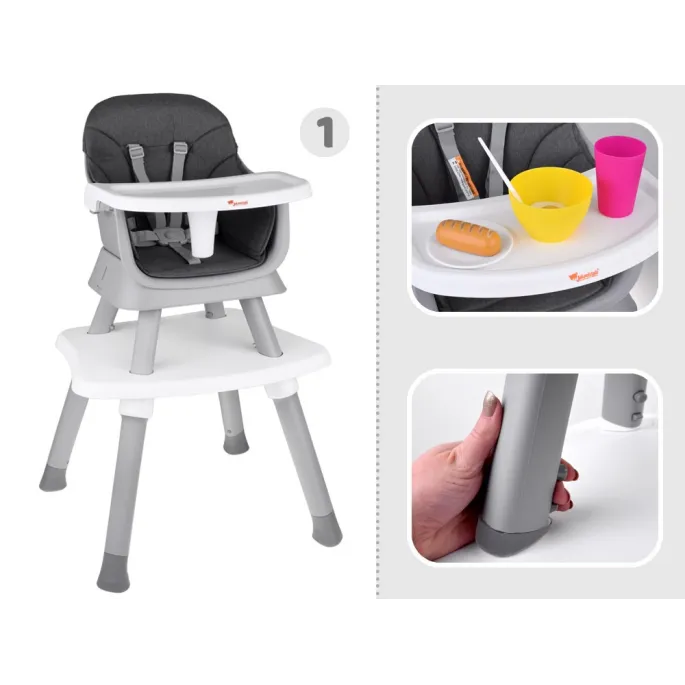 przód krzesełka do karmienia z zamontowaną tacką
