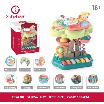 kolorowa interaktywna zabawka dla najmłodszych na białym tle