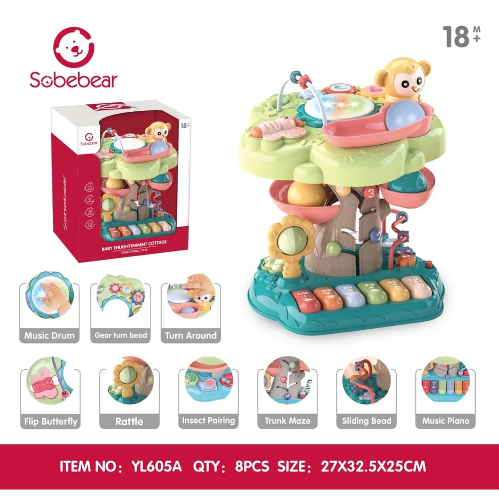 kolorowa interaktywna zabawka dla najmłodszych na białym tle