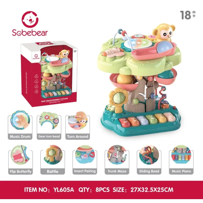 kolorowa interaktywna zabawka dla najmłodszych na białym tle