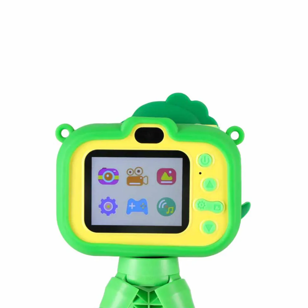 widok podwójnego obiektywu w dziecięcym aparacie dinozaur