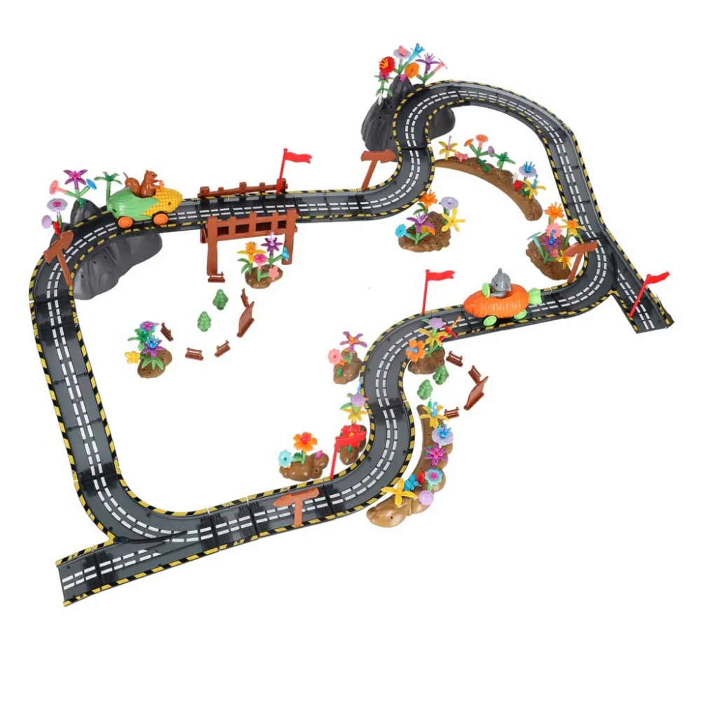 dwa świecące pojazdy na torze magnetycznym w trakcie wyścigu