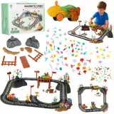 magnetyczny tor wyścigowy na kolorowej powierzchni z samochodzikiem