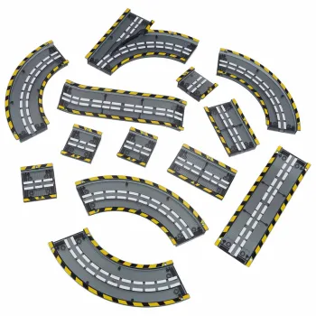 kwiaty, drzewka i dekoracje otaczające trasę samochodową