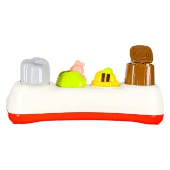 Kolorowe zwierzątka schowane w okienkach zabawki edukacyjnej