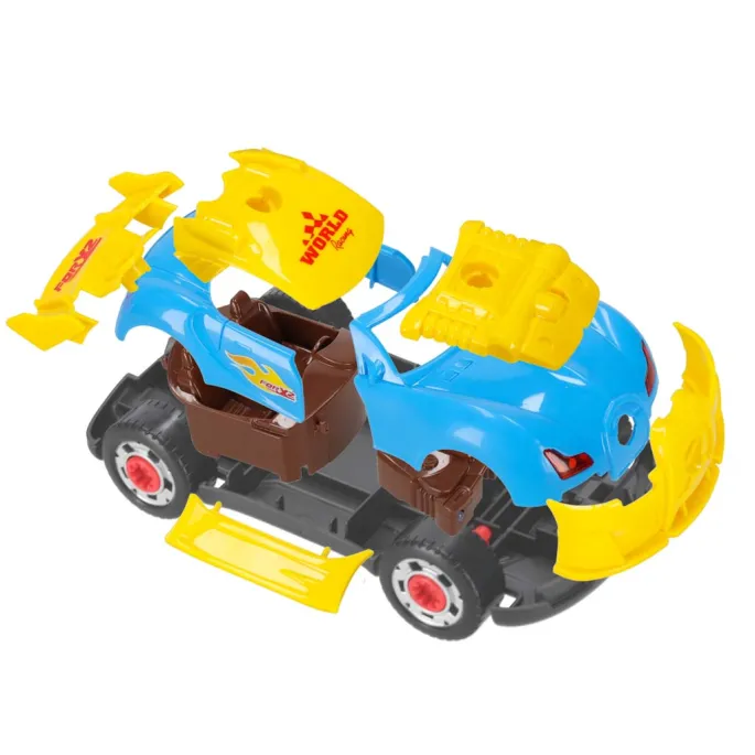 widok na reflektory świecącego auta konstrukcyjnego