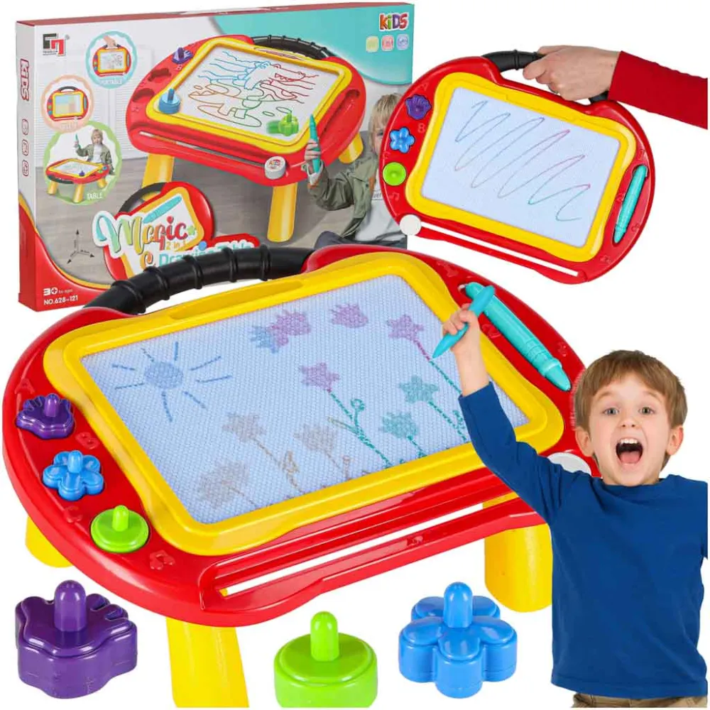 tablica magnetyczna edukacyjna z kolorowym znikopisem na stole