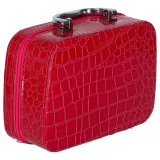 damski kuferek w odcieniach różu z zamkniętym zamkiem i lusterkiem