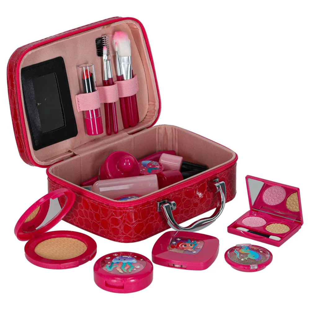 zbliżenie na pędzelki do oczu w zestawie kosmetyków dla dziewczynek