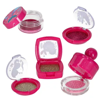 różowy kuferek z ozdobami syrenek i morskich zwierzątek dla dziecka