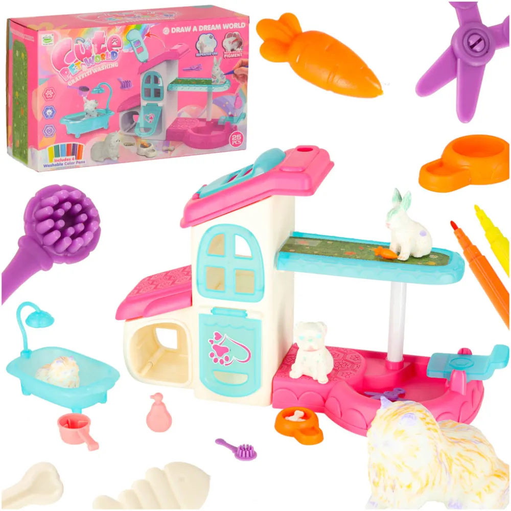 zestaw spa dla zwierząt 26 elementów w pełnej aranżacji