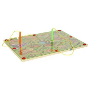 dwójka graczy bawiąca się labiryntem magnetycznym