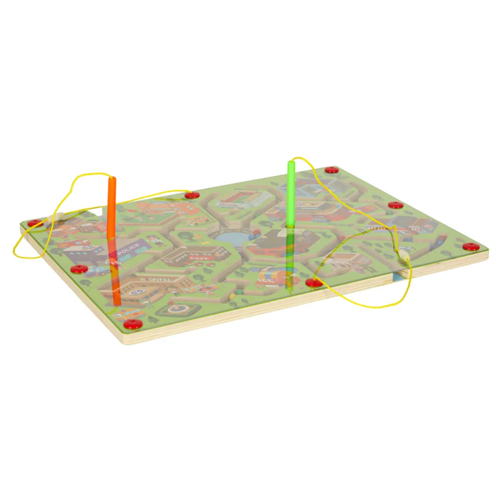 dwójka graczy bawiąca się labiryntem magnetycznym