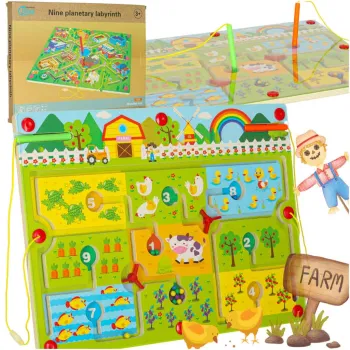 Gra labirynt magnetyczna planszowa z motywem farmy widok ogólny