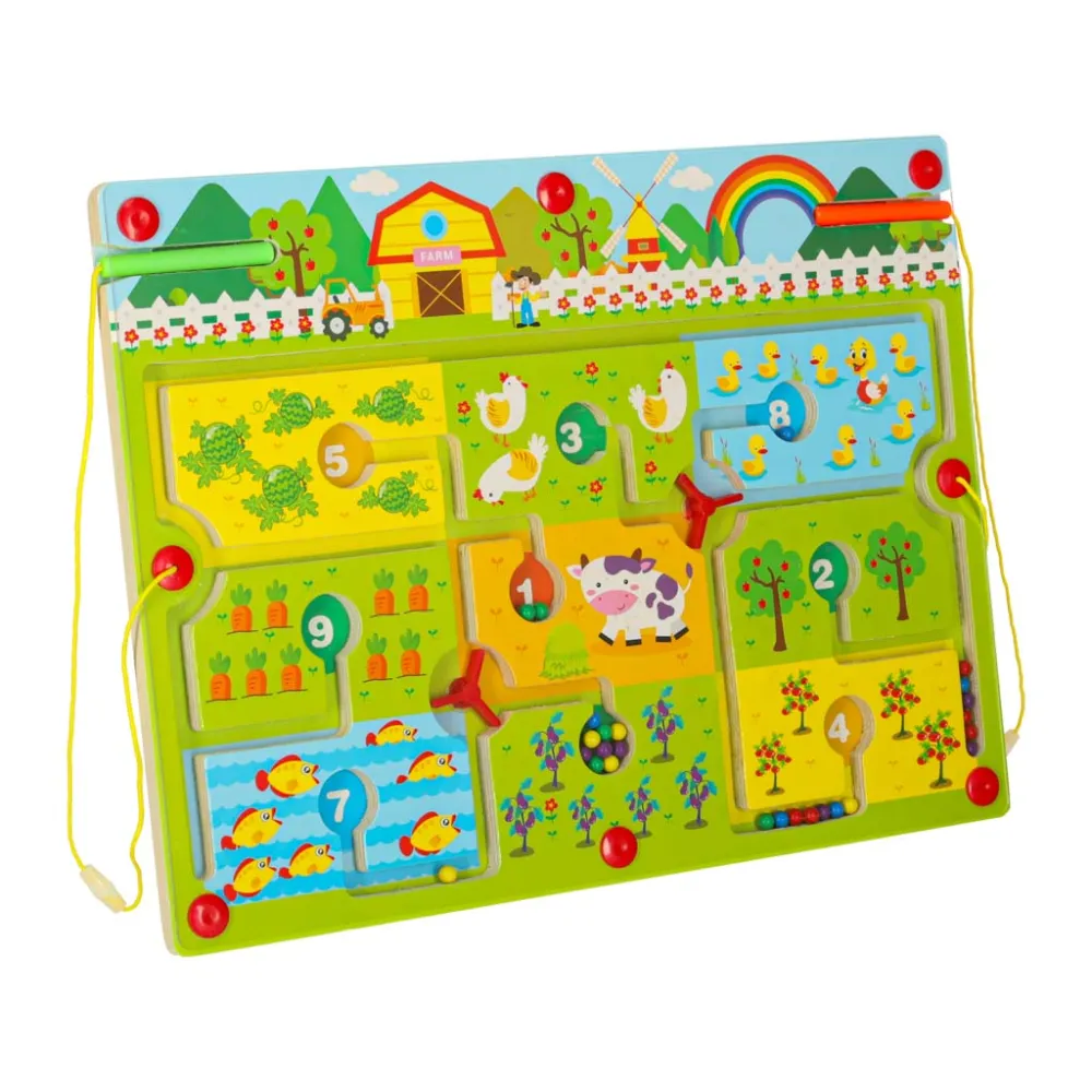 Drewniana plansza z kolorowymi kulkami do przesuwania magnetycznym pisakiem