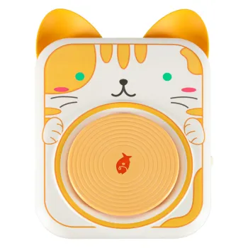 Koło garncarskie na kolorowej podstawce z motywem kotka