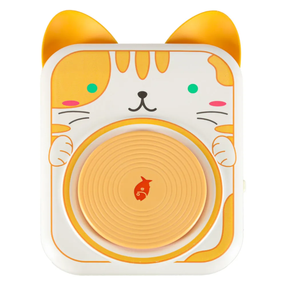 Koło garncarskie na kolorowej podstawce z motywem kotka