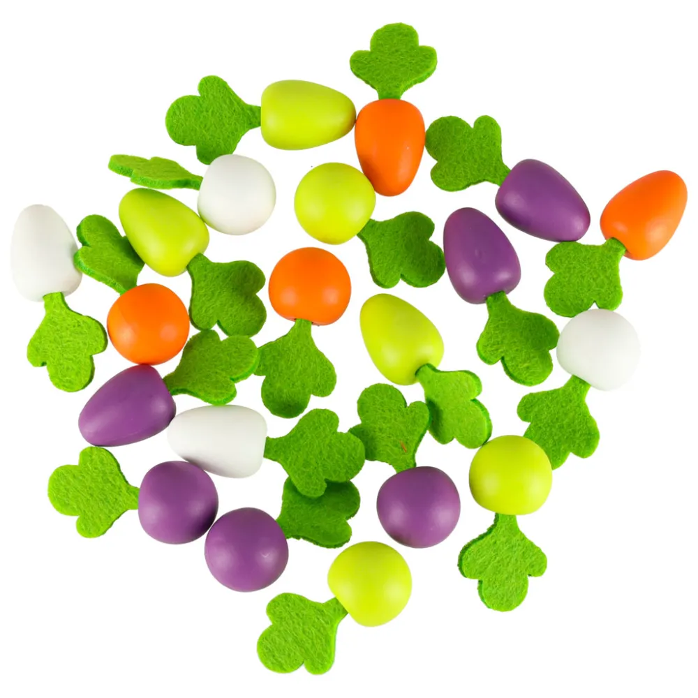 przykładowy układ kart z cyframi i marchewkami na planszy