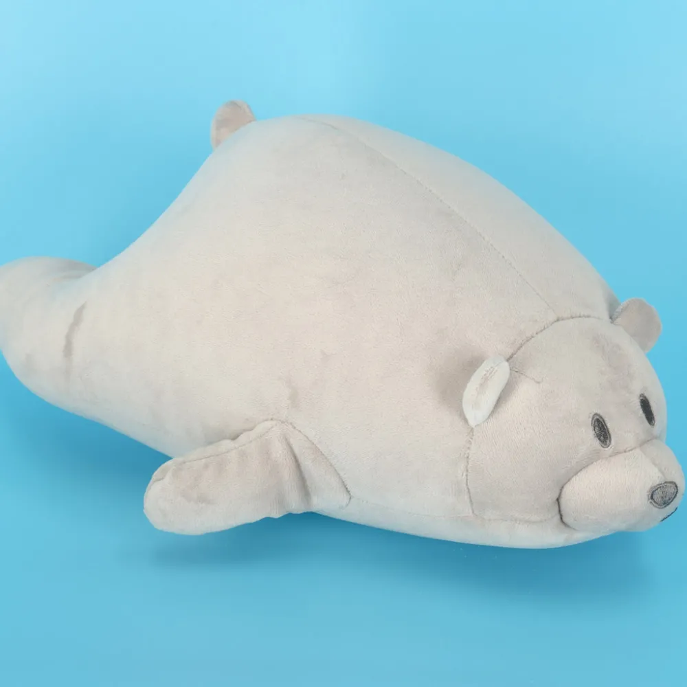 dziecięca poduszka 2w1 w postaci szarego pluszowego misia