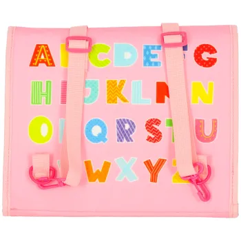 Sensoryczna tablica manipulacyjna w pastelowych różowych kolorach