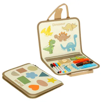 strona z guzikami, rzepami i klamrami do nauki codziennych czynności