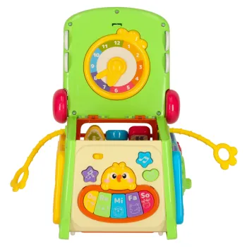 widok kostki z zielonym krokodylem i ruchomymi kółkami