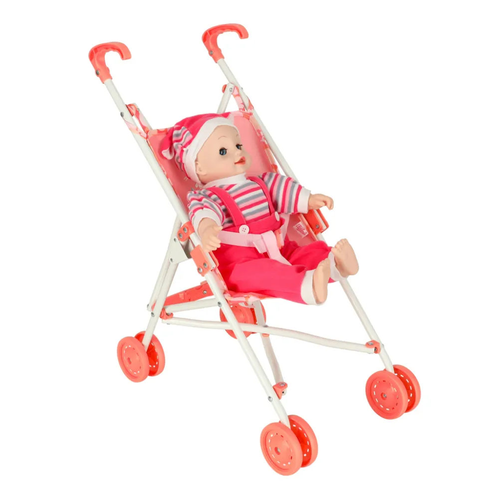 wózek baby annabell różowy – zdjęcie z rączką dziecięcą