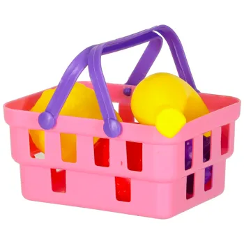 Koszyk z otwieranymi klapkami oraz zawartością fast food