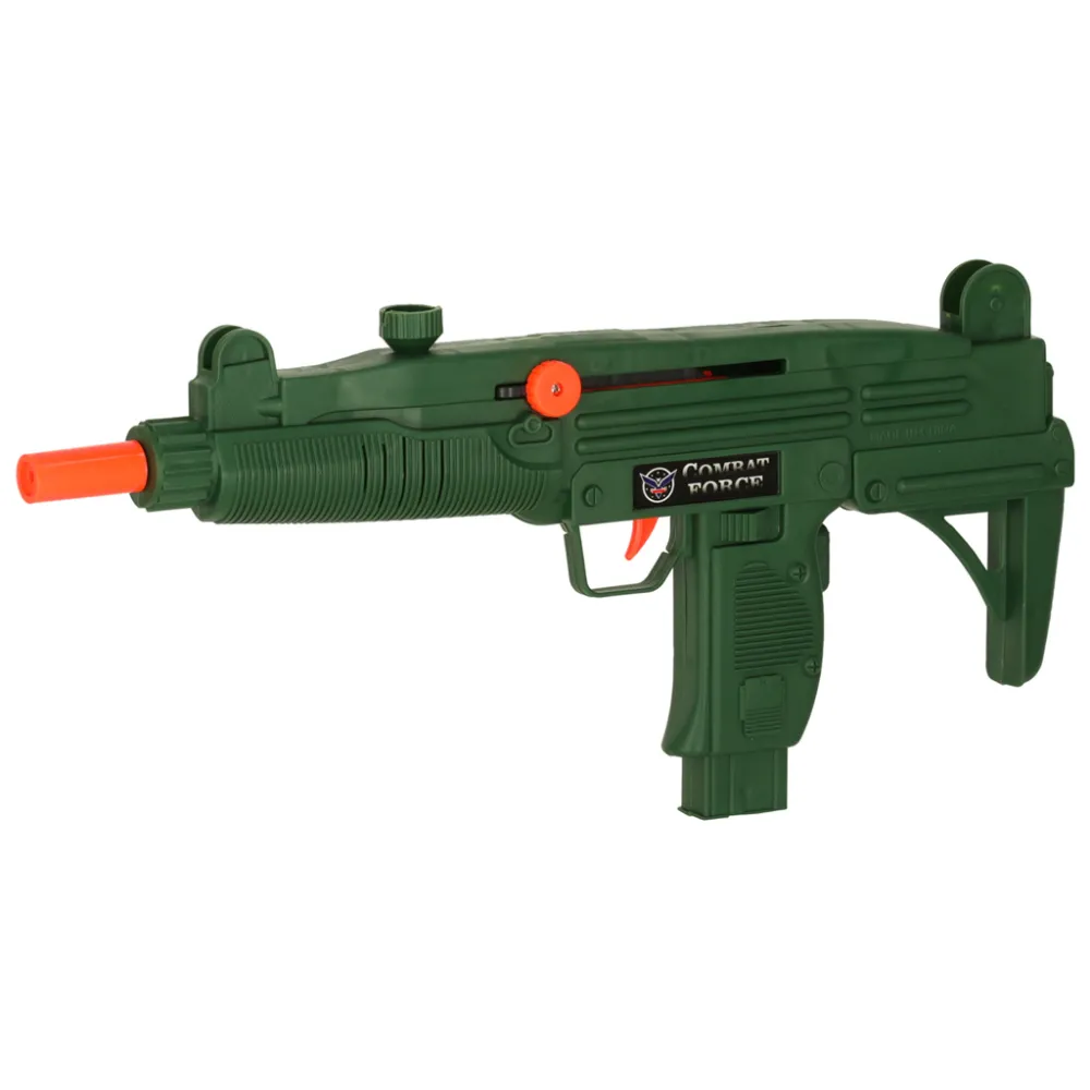 karabin zabawkowy w kolorach ciemnozielonym i pomarańczowym w zestawie