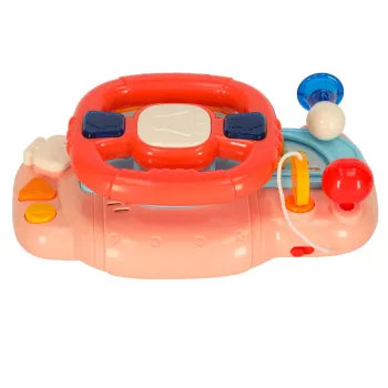 Kierownica dla malucha przypięta do wózka dziecięcego