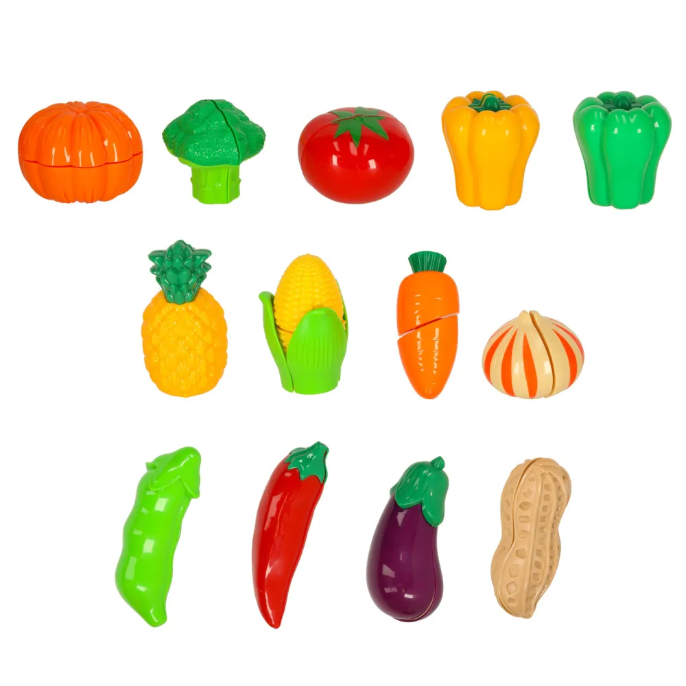 zestaw edukacyjny dla dzieci z warzywami, owocami i akcesoriami