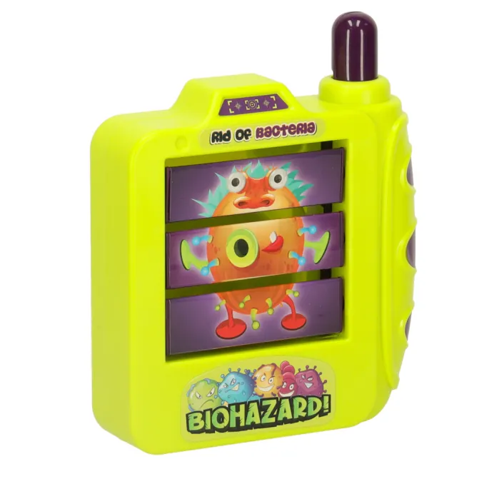 Zbliżenie na plastikowy aparat używany w grze Złap potwory