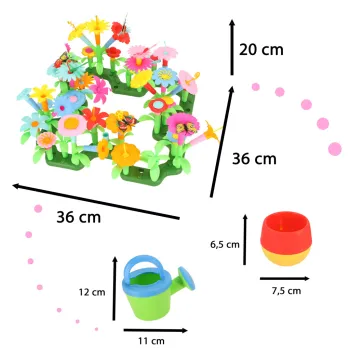 aranżacja ogrodu kwiatowego z klocków na podłodze