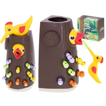 gra montessori z dzięciołem i drzewkiem do łapania robaczków magnetycznych