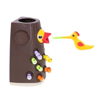 magnetyczne robaczki w otworach drzewka w kolorowej grze montessori