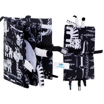 książeczka sensoryczna safari z wystającymi miękkimi ogonkami