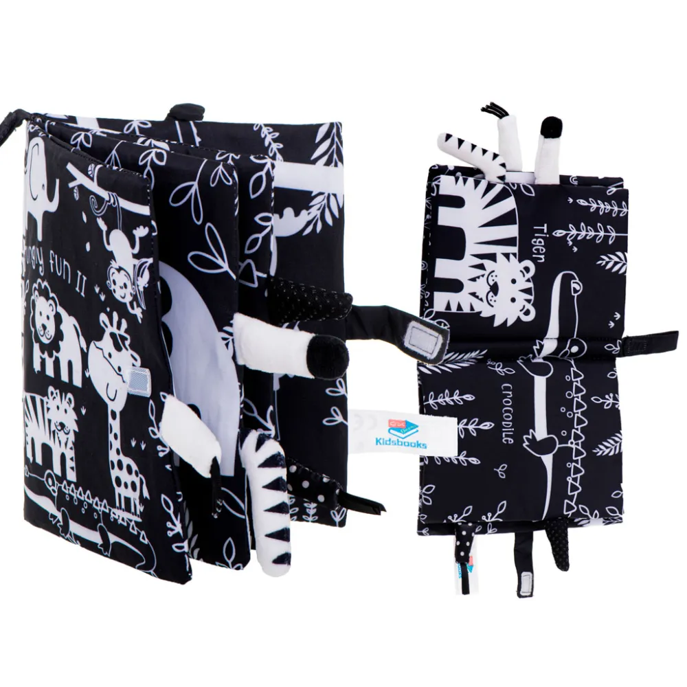 książeczka sensoryczna safari z wystającymi miękkimi ogonkami